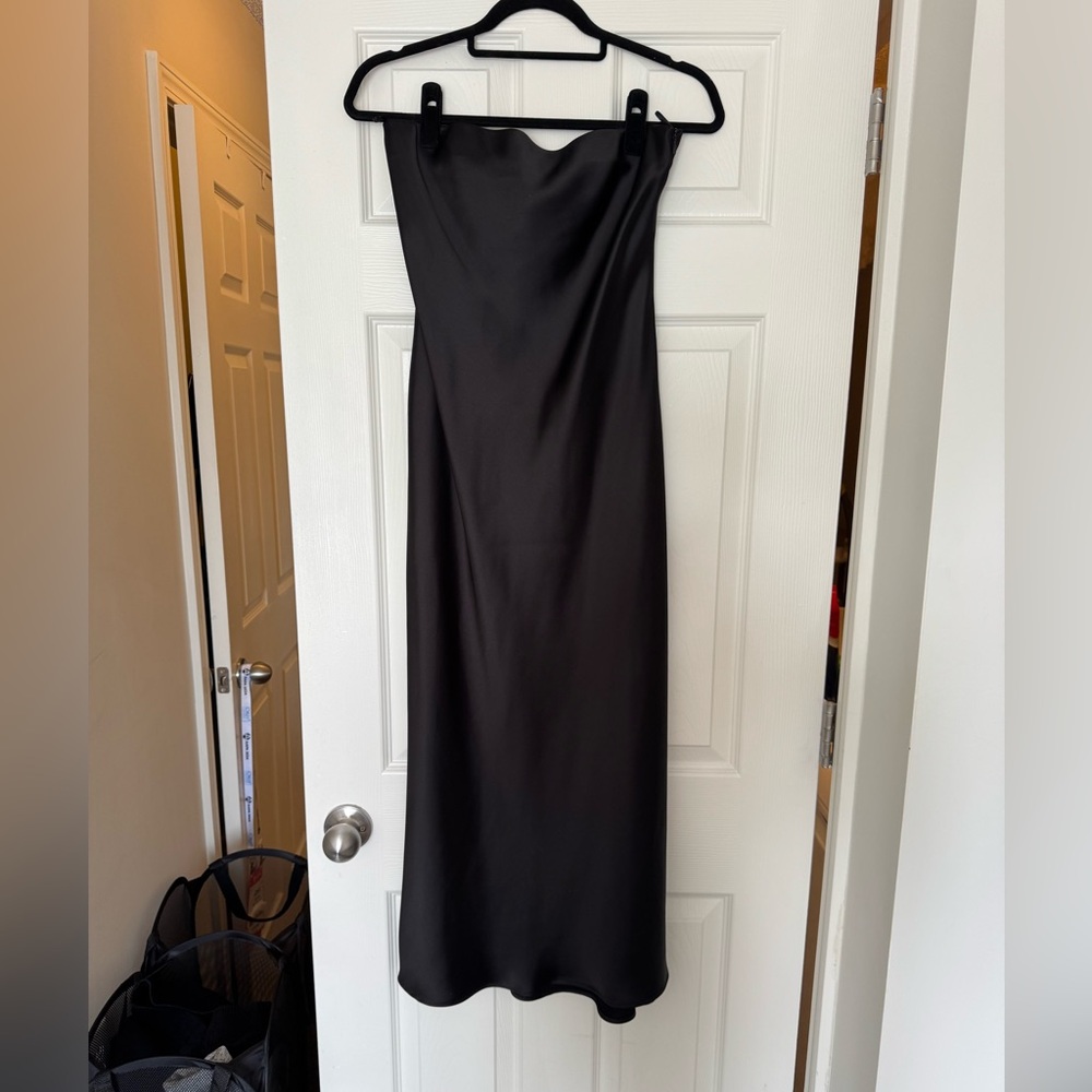 Zara Black Strapless Midi Gown for Weddings